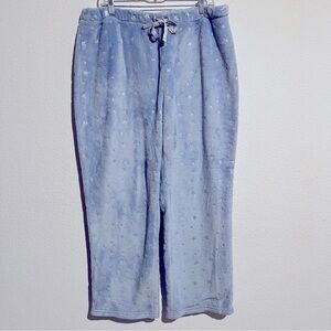 Muk Luks Blue with Silver Shimmery Stars Plush Fleece PJ Bottoms Lounge Pants 1X